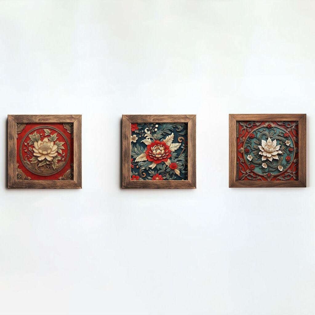 Wallity slika UKZM077, 3 dijela, 16 x 16 x 2 cm