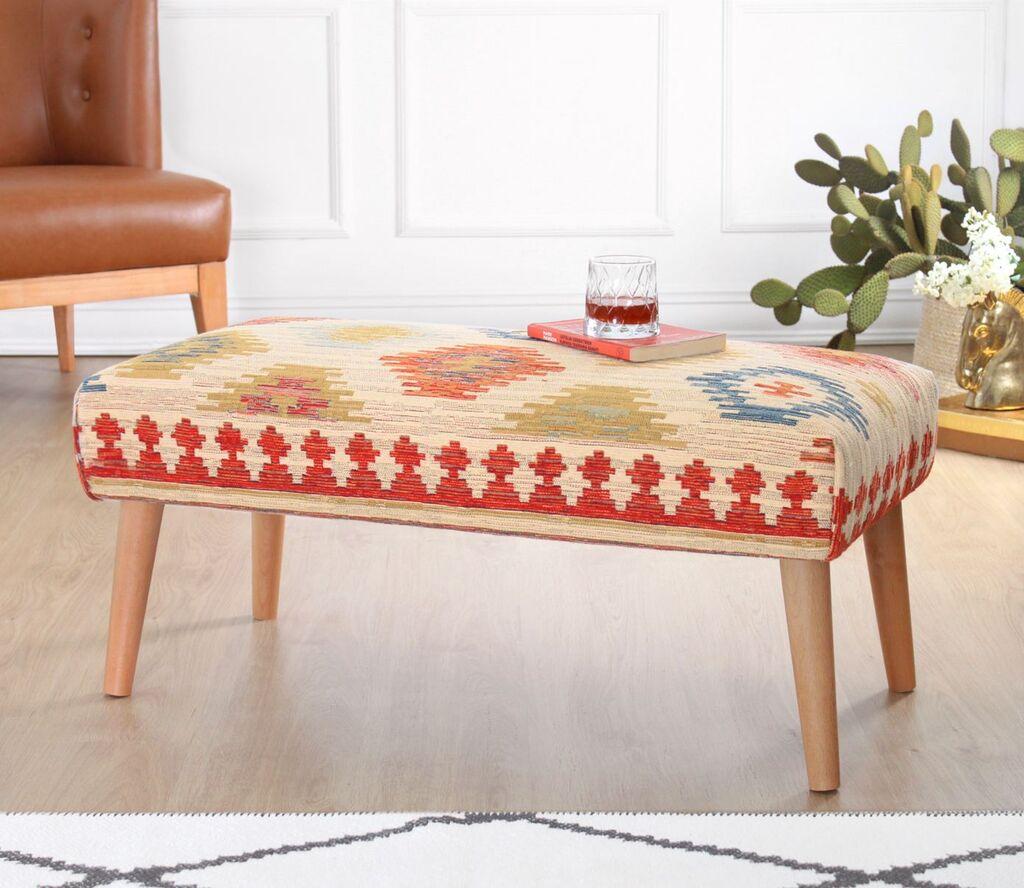 Klupa Atelier del Sofa Beshir, 91x42x46 cm, krem ​​boja