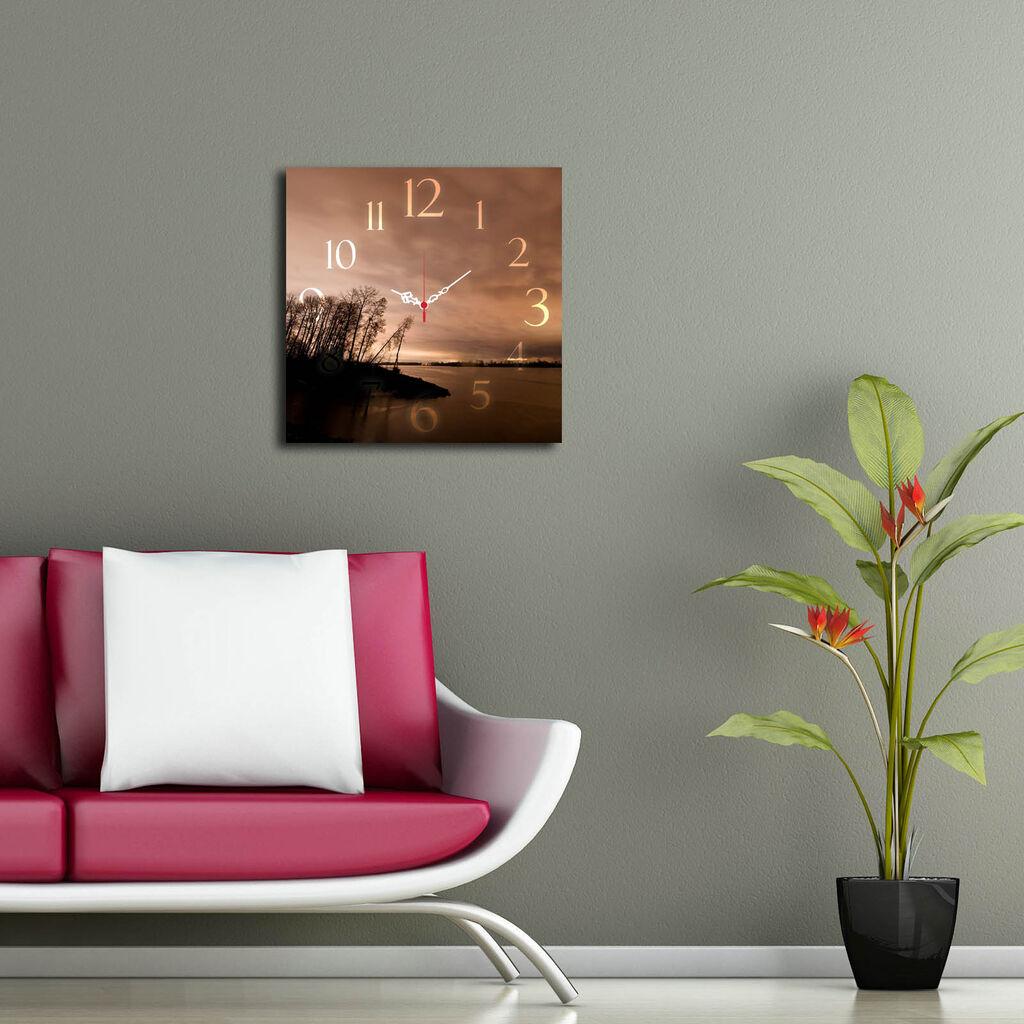 Zidni sat Wallity Msk-39, 40x40 cm, Smeđa