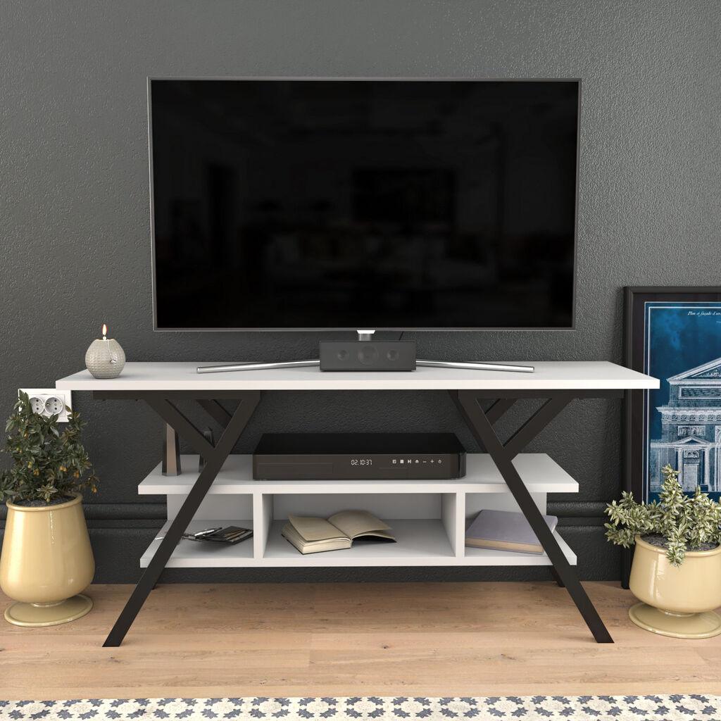 Hanah TV ormarić Minerva, 120x35x55 cm, Bijelo-crni