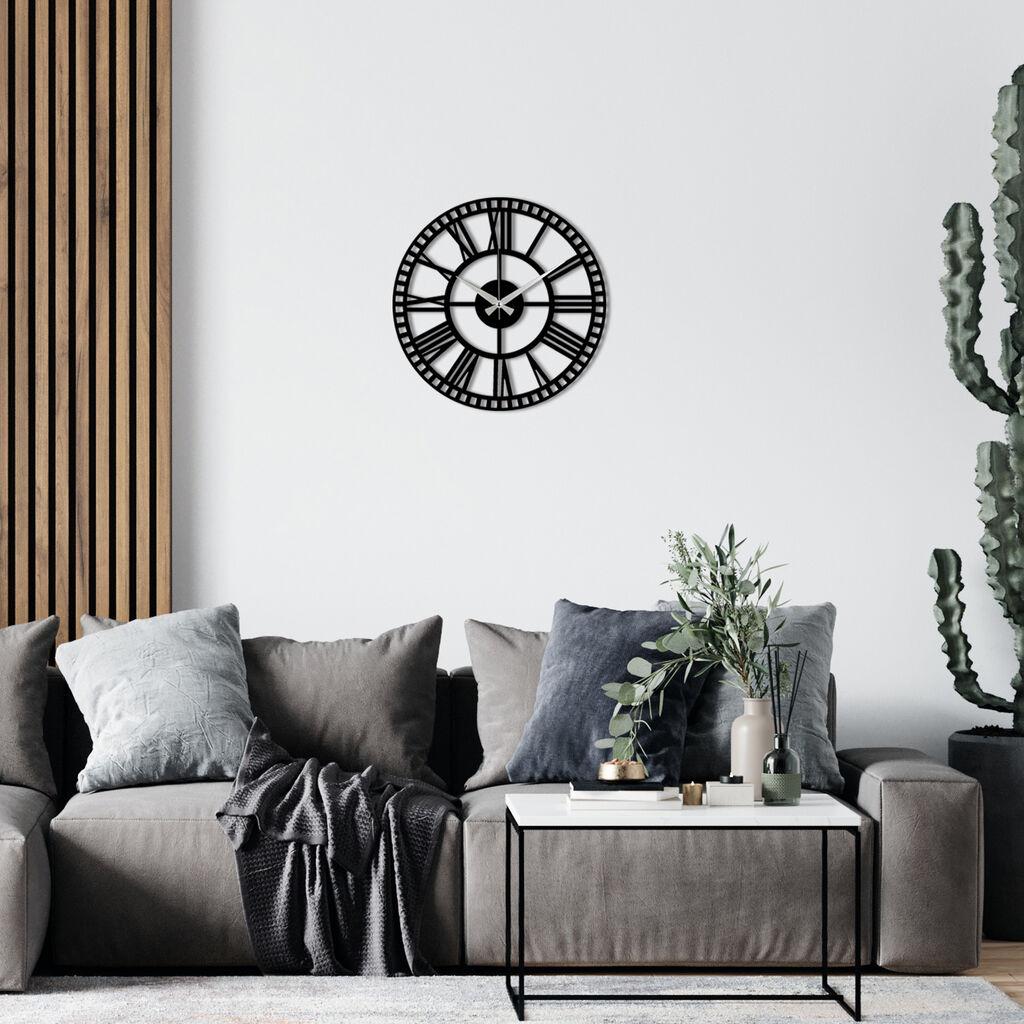 Zidni sat Wallity S004, 48x48 cm, Crni