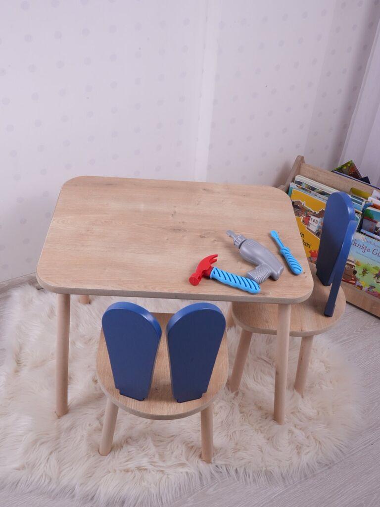 Hanah Home Set dječji stol i stolice Zeko, smeđe-plava