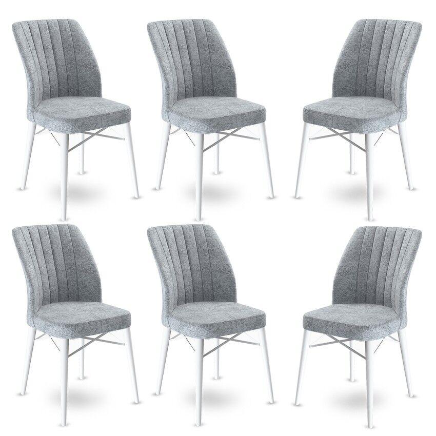 Hanah Home Flex set stolica, 45x93x42 cm, 6 dijelova, sivo-bijela