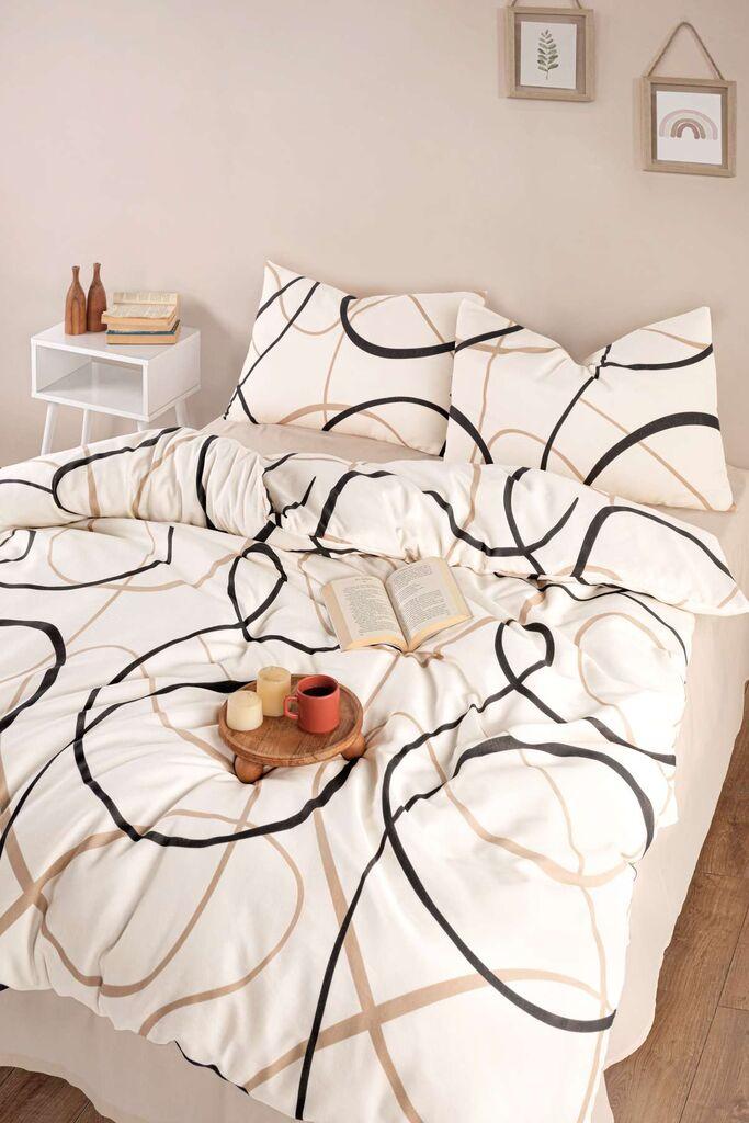 L'essentiel Maison set posteljine Double LineRondom, 200x220 cm, krem