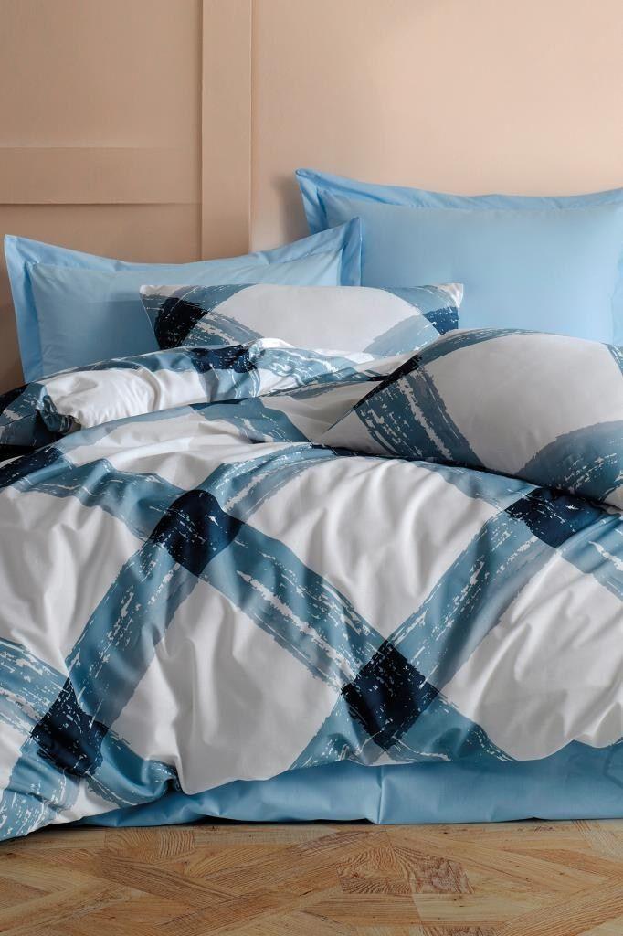 L'essentiel Maison set posteljine Andri, 195x220 cm, bijelo-plava