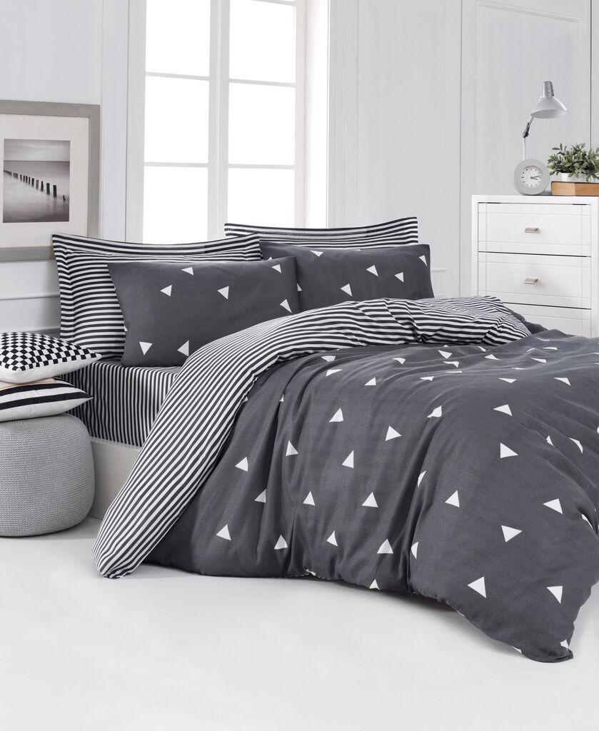 L'essentiel Maison set posteljine Ucgen, 200x220 cm, sivo-bijela