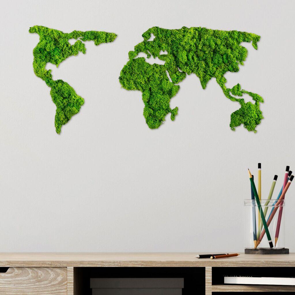 Wallity Zidna dekoracija Mapa svijeta, 70x32 cm 6 mm, Zelena