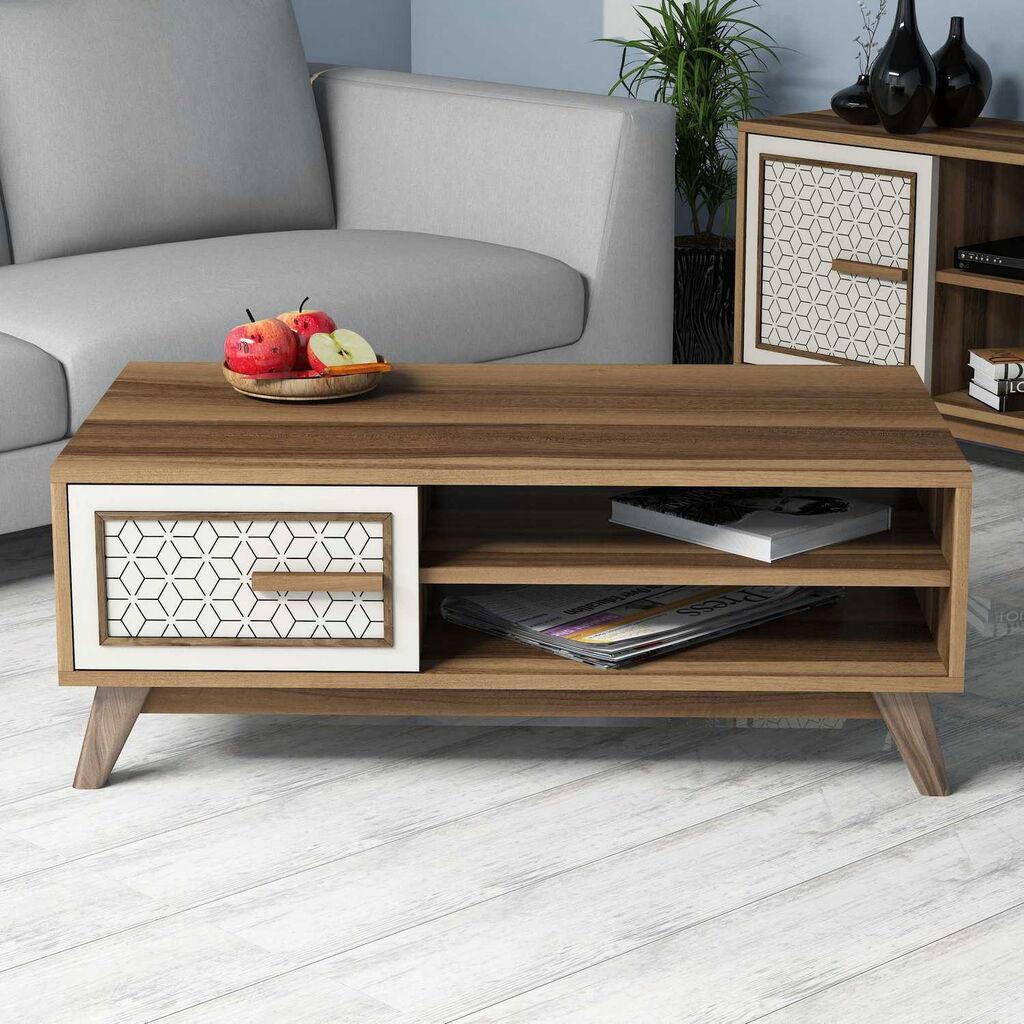 Hanah Home Club sto Ayla, 105x38.2x60 cm, Smeđe-bijela