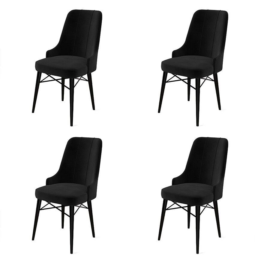 Hanah Home Pare set stolica, 46x94x46 cm, 4 dijela, crna