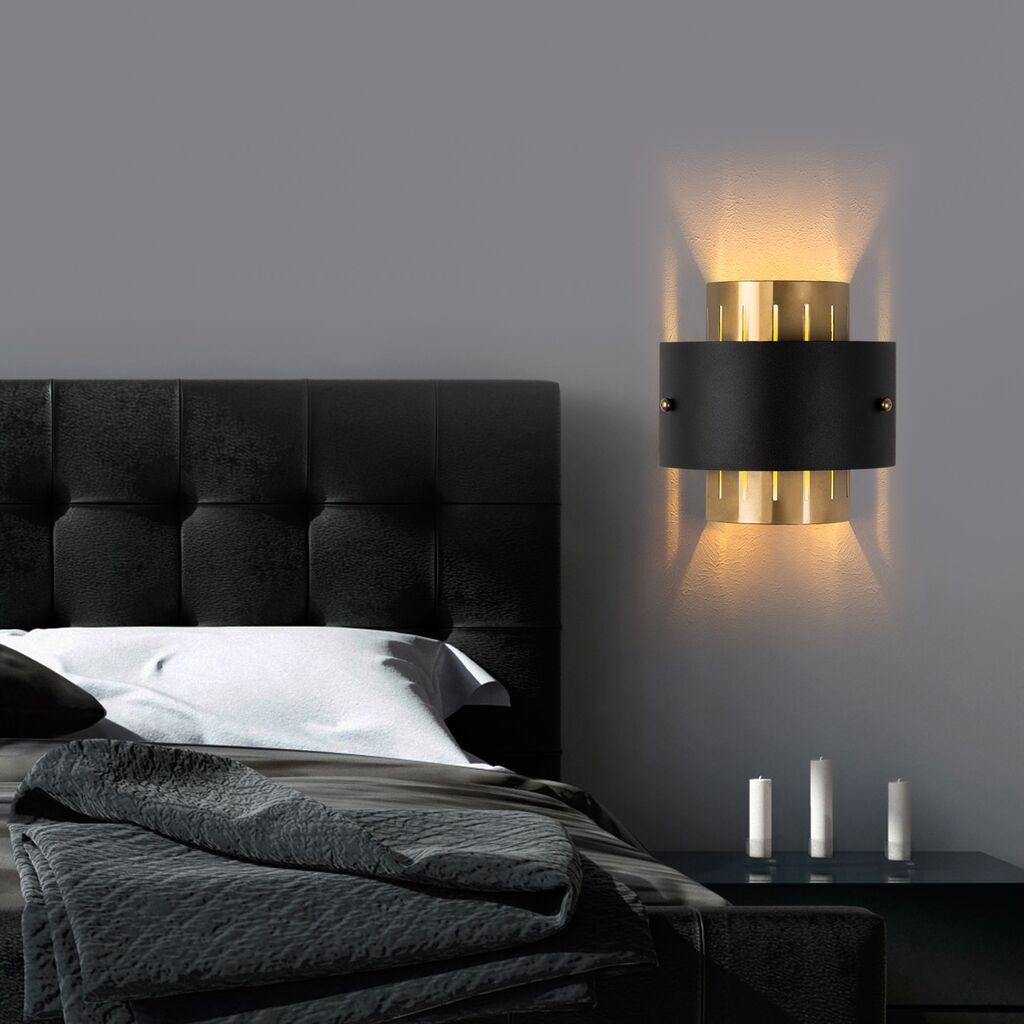 Opviq Zidna lampa Noctra-15351, 24x25x15cm, IP20, Zlatno-crna boja