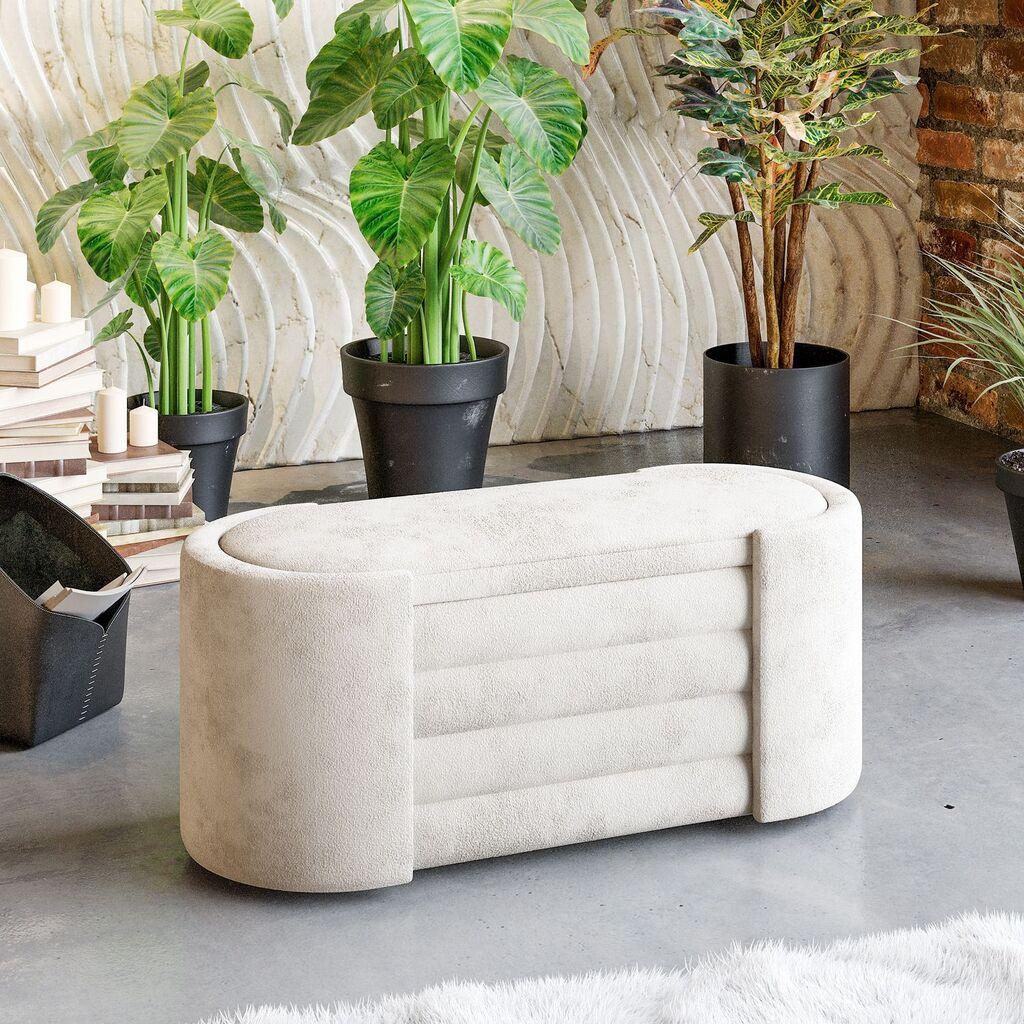 Atelier del Sofa klupa Rosa u kutiji, 105 cm x 42 cm x 42 cm, krem
