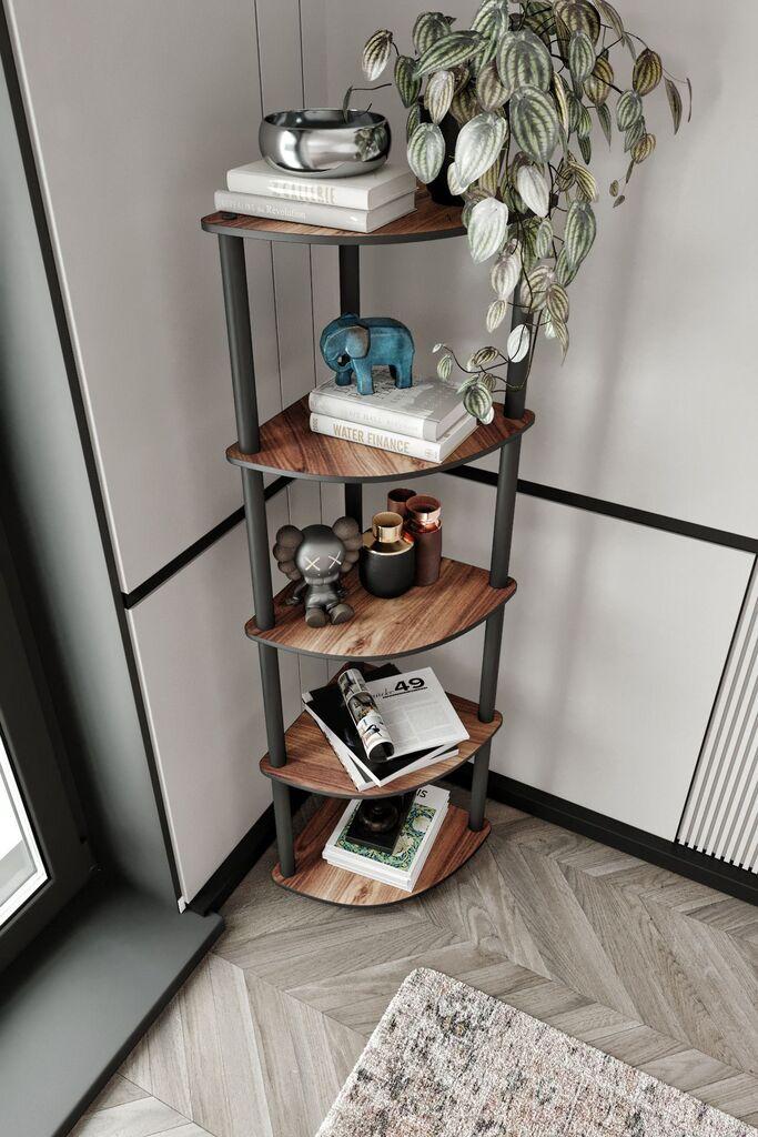 Hanah Home Knjiška polica s 5 uglova, 34x139x34 cm, Boja oraha