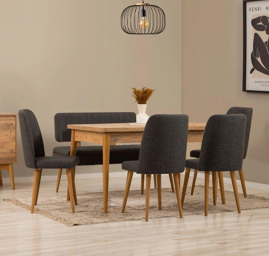 Hanah Home Set trpezarijski sto i stolice Vina, Tamno siva