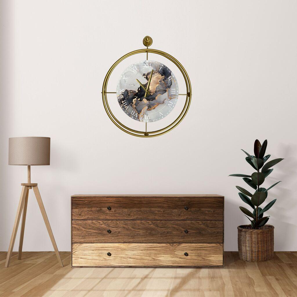 Zidni sat Wallity Mclock-00123, 58x65x7 cm, zlatna boja