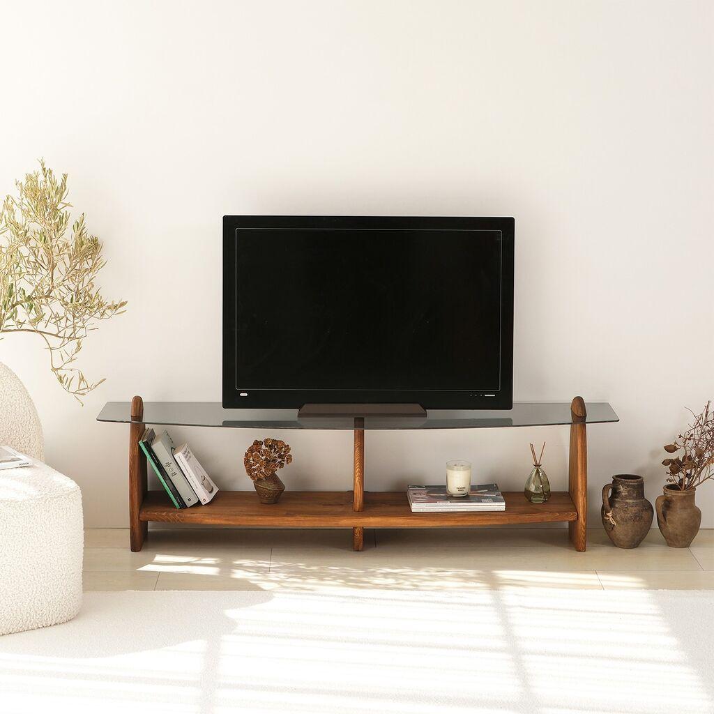 Hanah Home TV komoda Surf, 160x45x35 cm, kestenjasto-siva