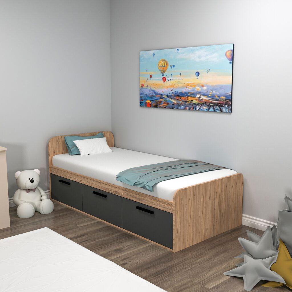 Okvir kreveta Hanah Home Akser, 91x50x193.6 cm, Smeđa boja