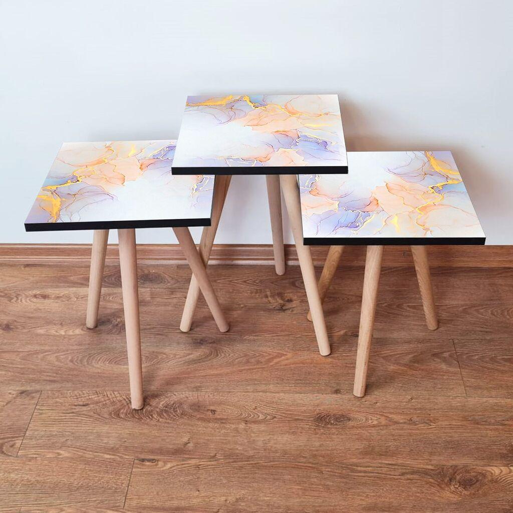 Hanah Home set stolića za kafu 3Shp176, 3 dijela, šareni