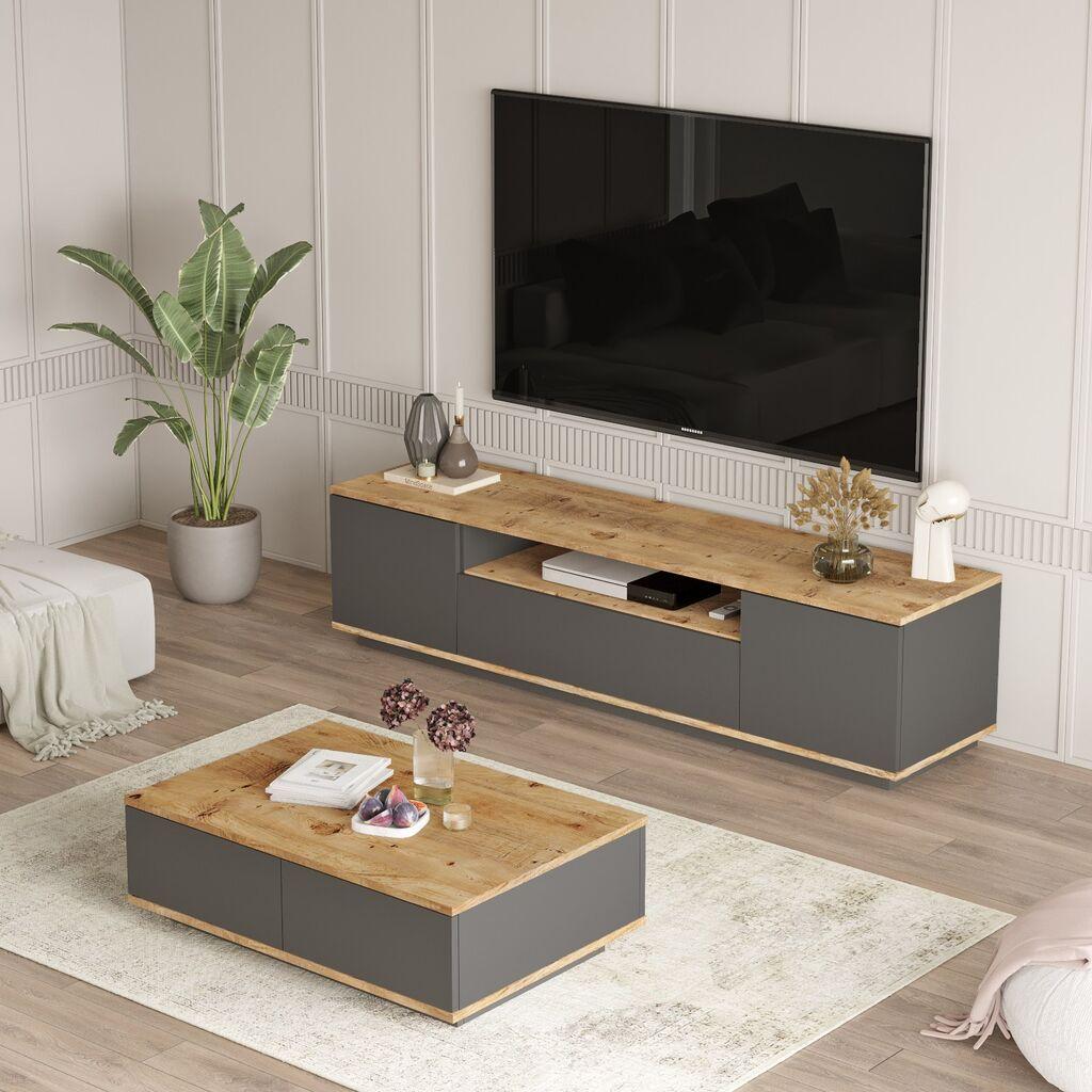 Hanah Home Set TV komoda i klub stolić FR17-AA, antracit