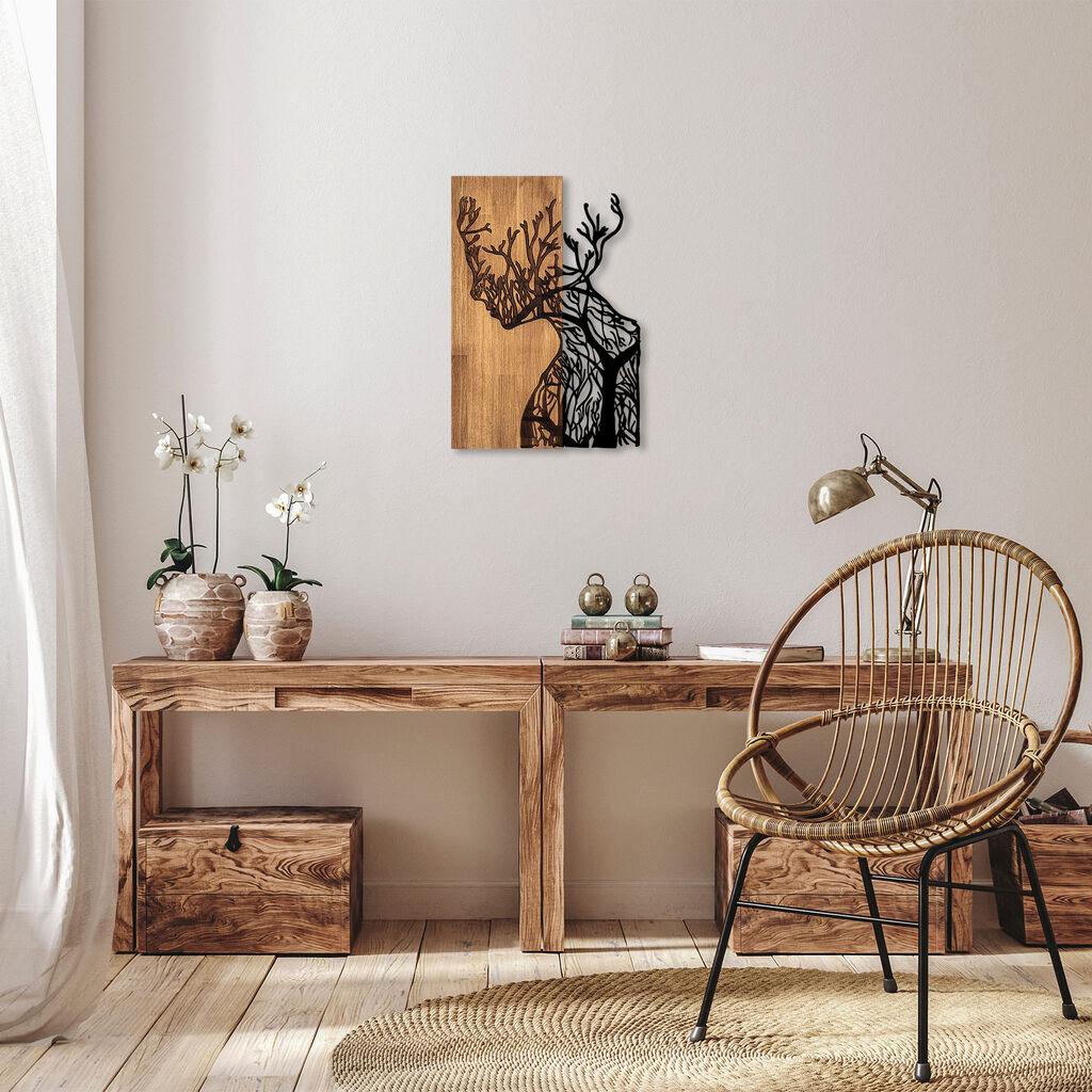 Wallity Zidna dekoracija Drvo Žena - 318, 41 x 3 x 58 cm, Crna