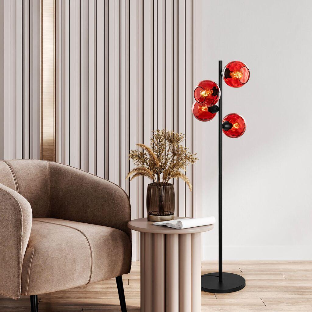 Opviq Podna lampa Benek-15-14531, 36x36x135 cm, IP20, Crno-crvena