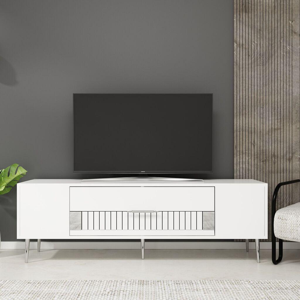 Hanah Home TV ormarić Decolp4, 150x48,2x29,6 cm, Bijelo-srebrni