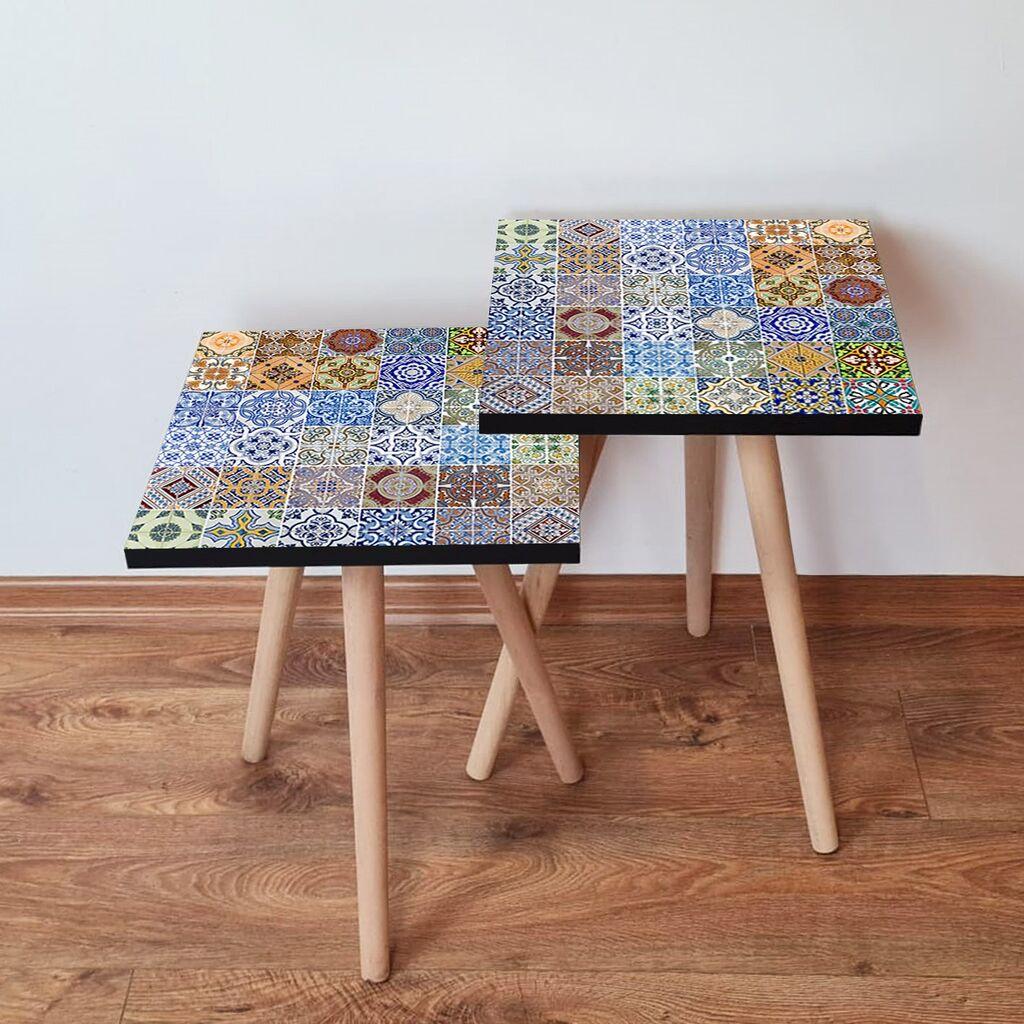 Hanah Home set stolića za kafu 2Shp200, 2 dijela, šareni
