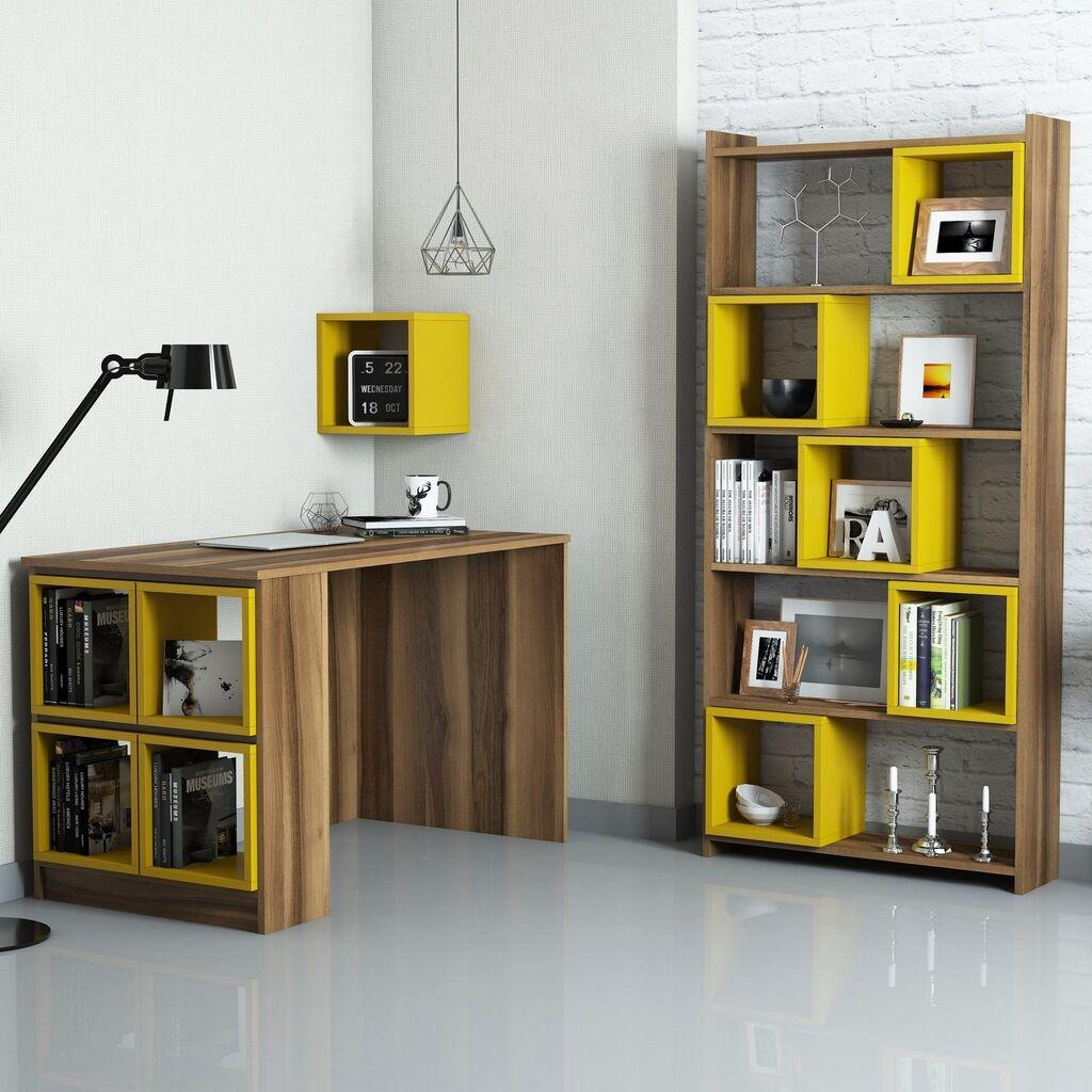 Hanah Home Box set za učenje, 3 dijela, boja oraha i žuta
