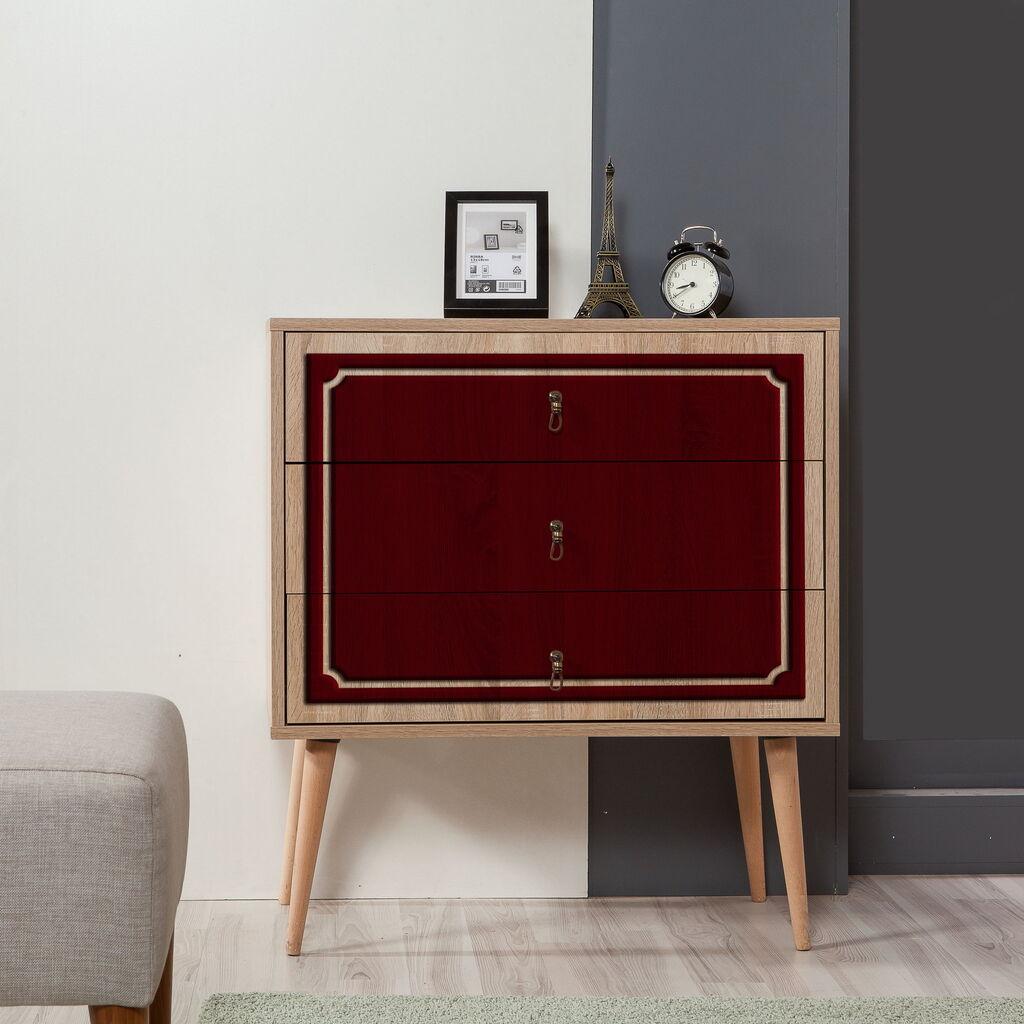 Hanah Home Komoda Trio-621, 80x90x40 cm, Bordo