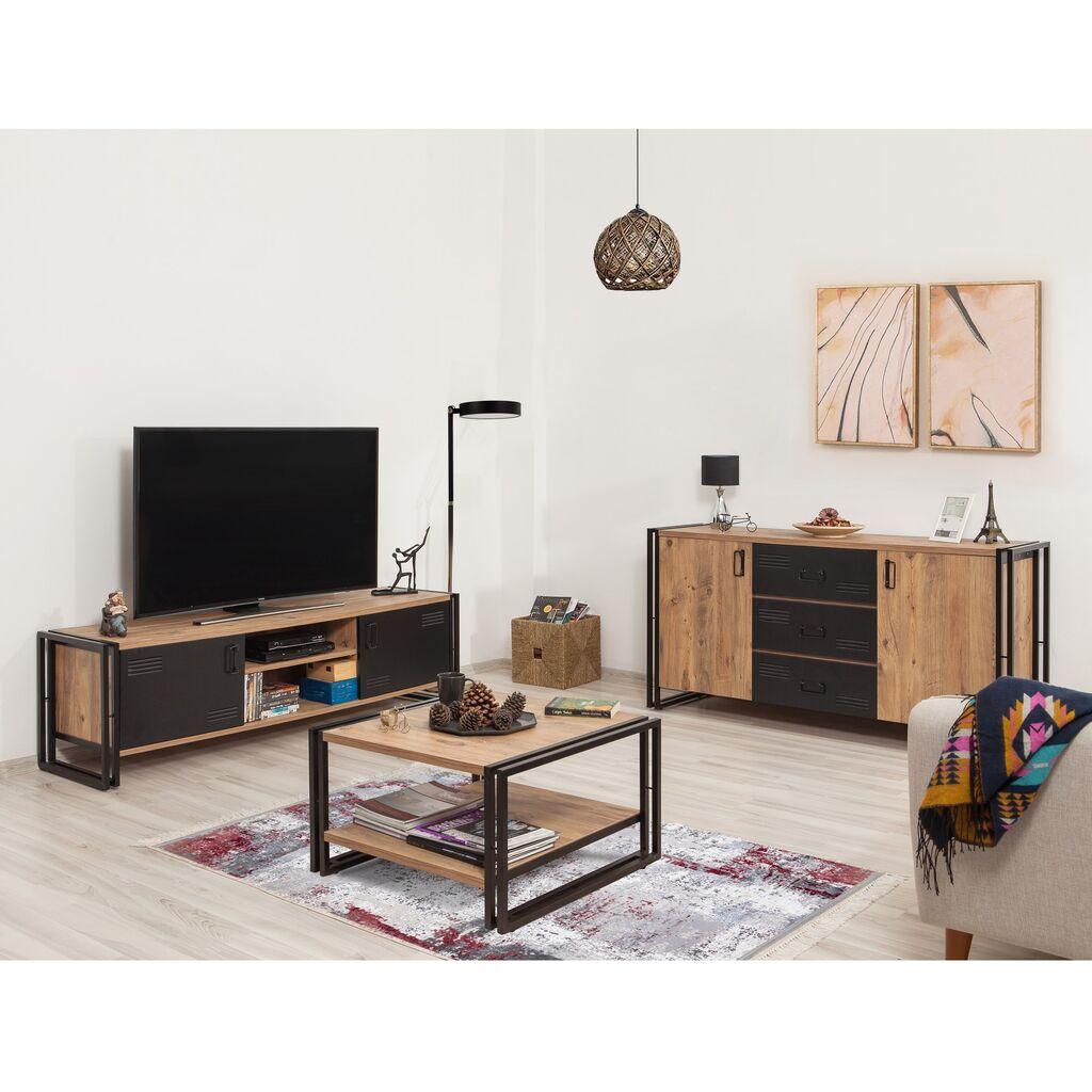 Hanah Home Set namještaja za dnevni boravak COSMO-TKM.1, Smeđe-crni