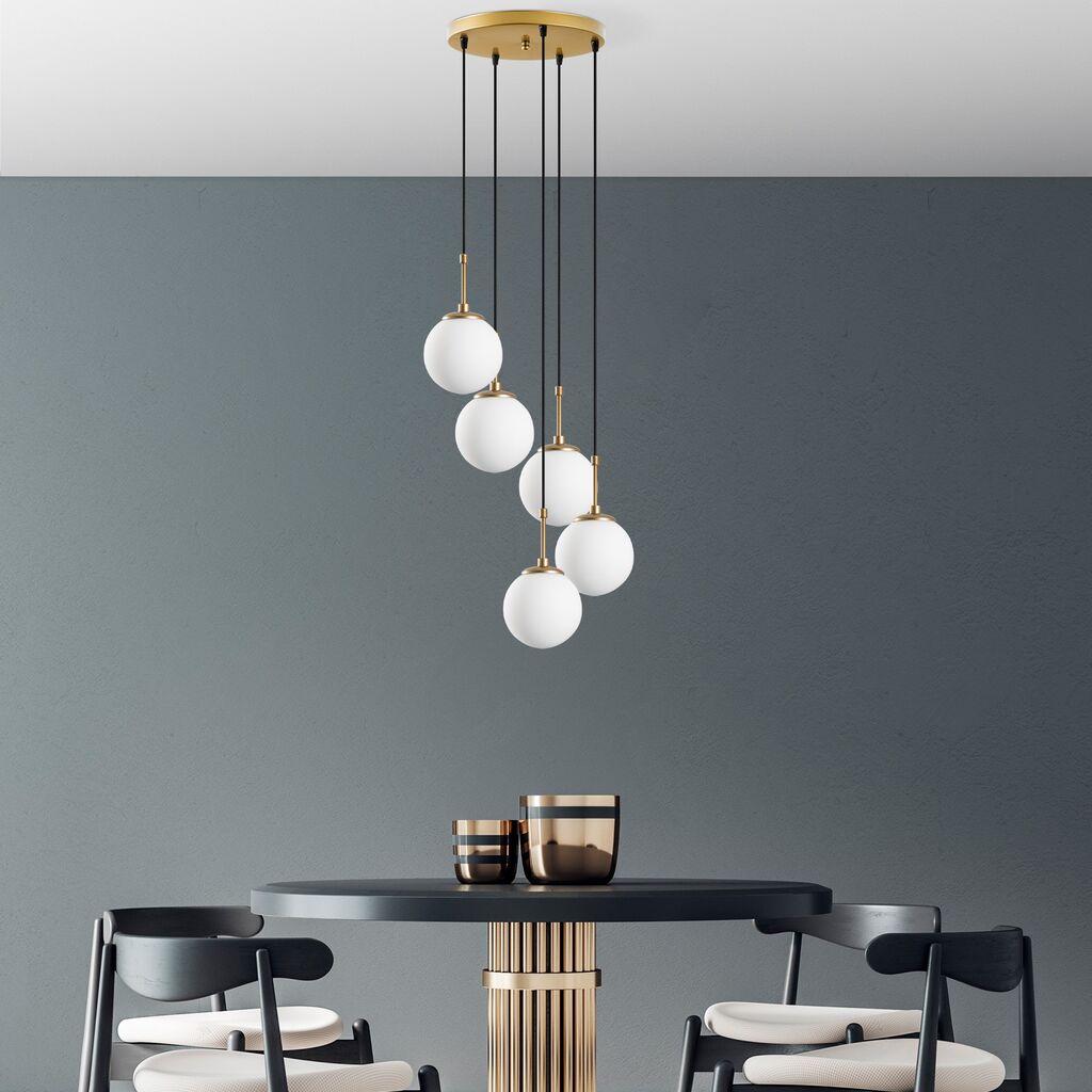 Opviq Luster Orbital-15-14017, 40x40x115cm, IP20, zlatno-bijele boje