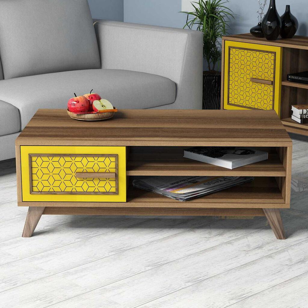 Hanah Home Club sto Ayla, 105x38.2x60 cm, Smeđe-žuta