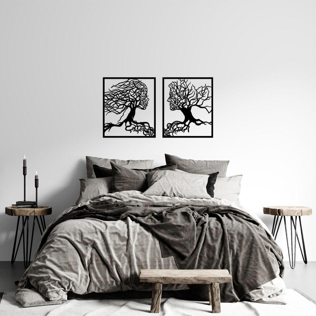 Wallity Zidna dekoracija Drvo Muškarac i Žena - 324, 50 x 58 cm, Crna