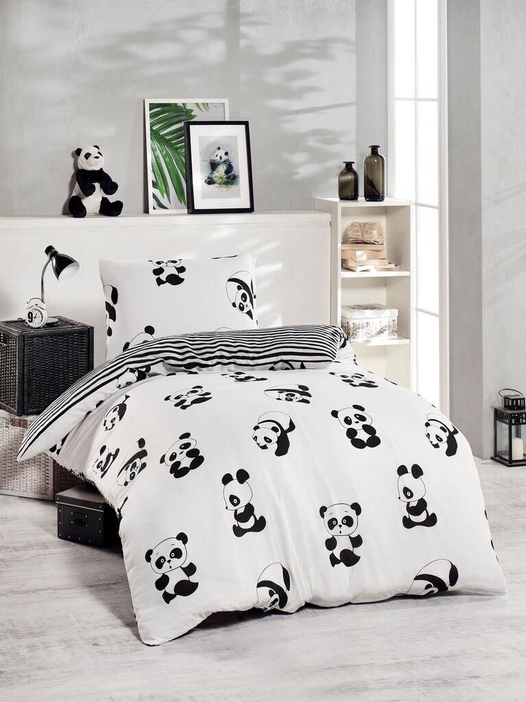 L'essentiel Maison Set Jednokrevetna posteljina Panda, 140x200cm, Bijela