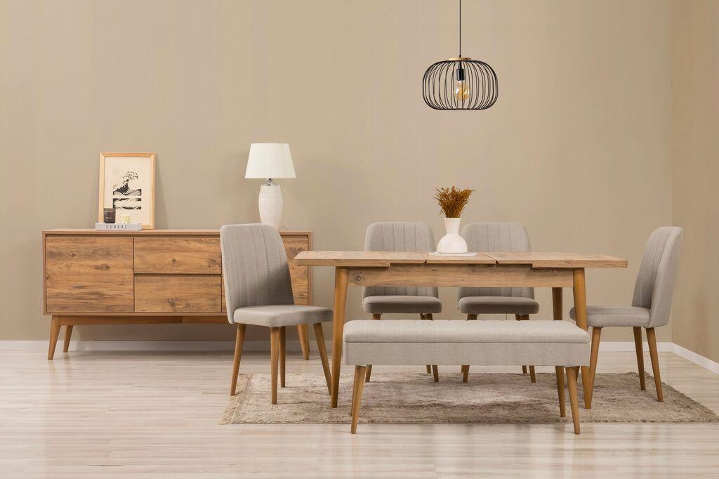 Hanah Home Trpezarijski set Vina klupa 03 1005, 7 dijelova, krem