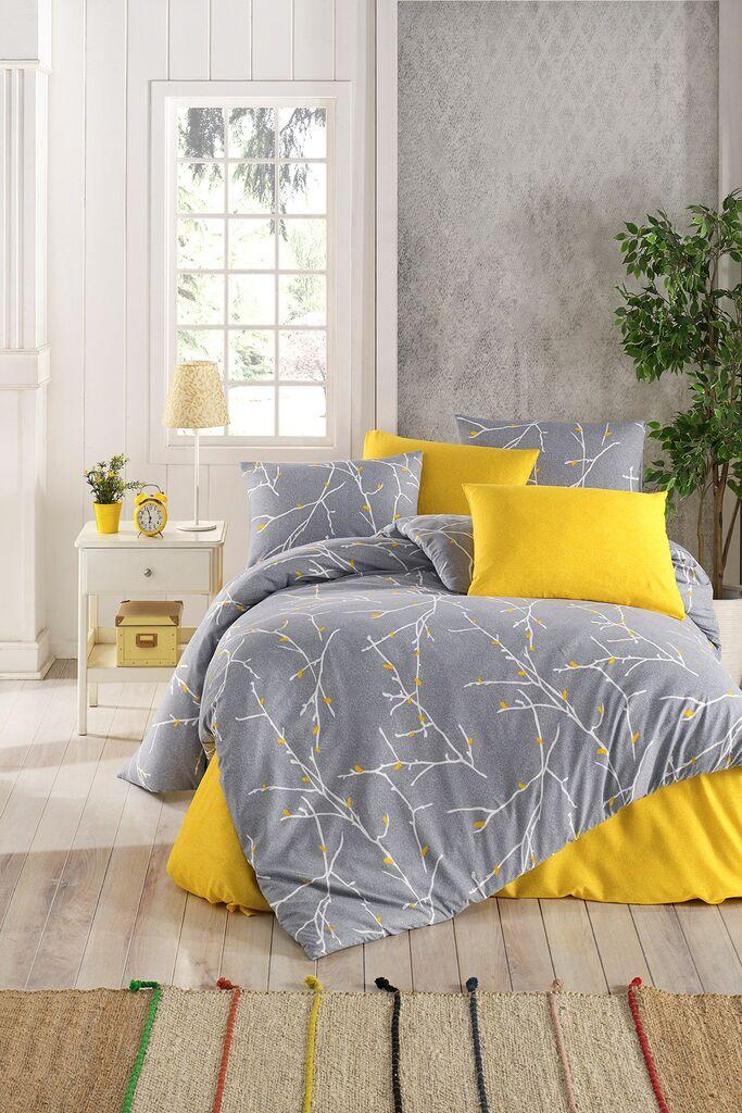 L'essentiel Maison set posteljine Parure Fitted, 200x220 cm, sivo-žuta