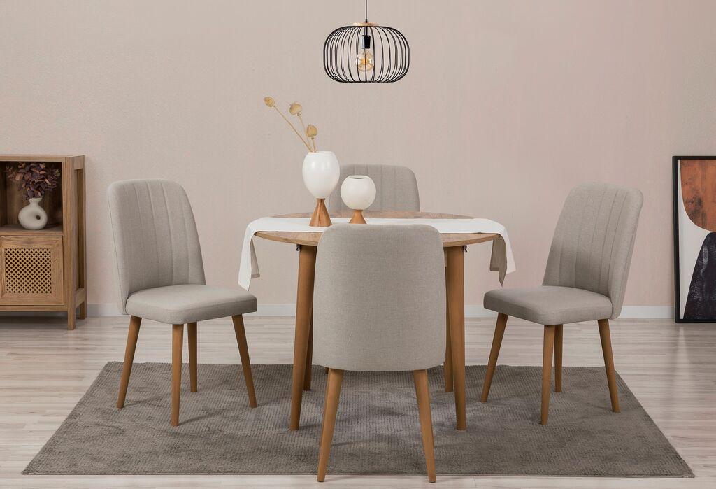 Hanah Home Set Trpezarijski sto i 4 trpezarijske stolice Vina 1005, Bež