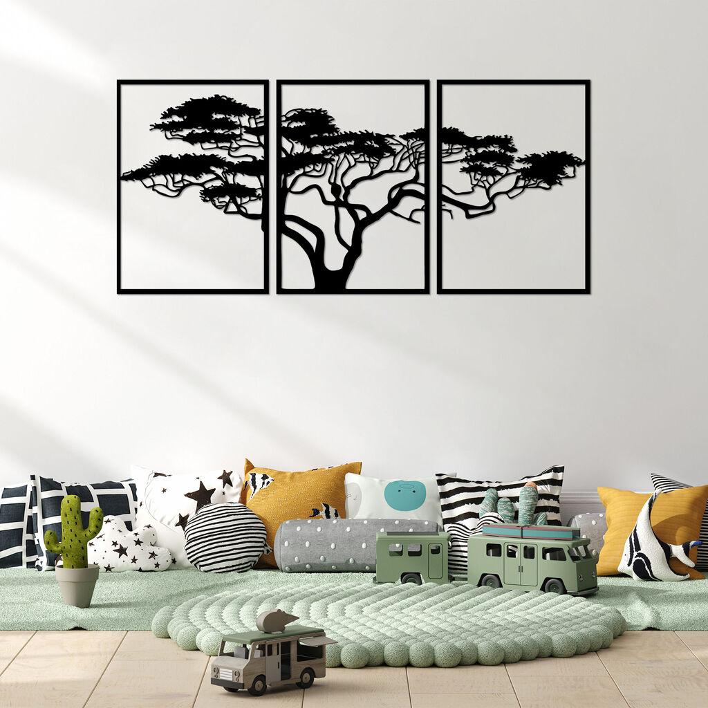 Wallity Set zidnih ukrasa Akacija, 50x70 cm, 1,5 mm, 3 komada, Crna