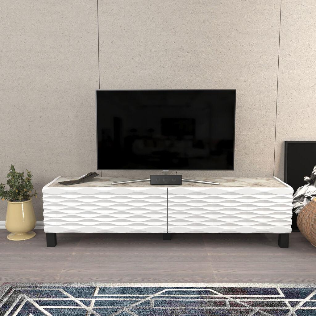 Hanah Home TV ormarić Lerze, 149,2x35x38 cm, Bijelo-krem boja