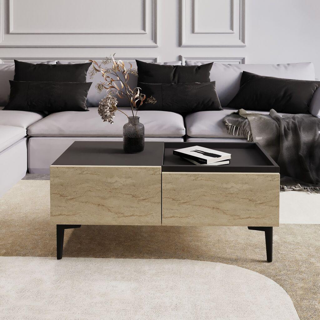 Hanah Home Club sto Mia, 91,8x38,6x45 cm, Antracit-krem
