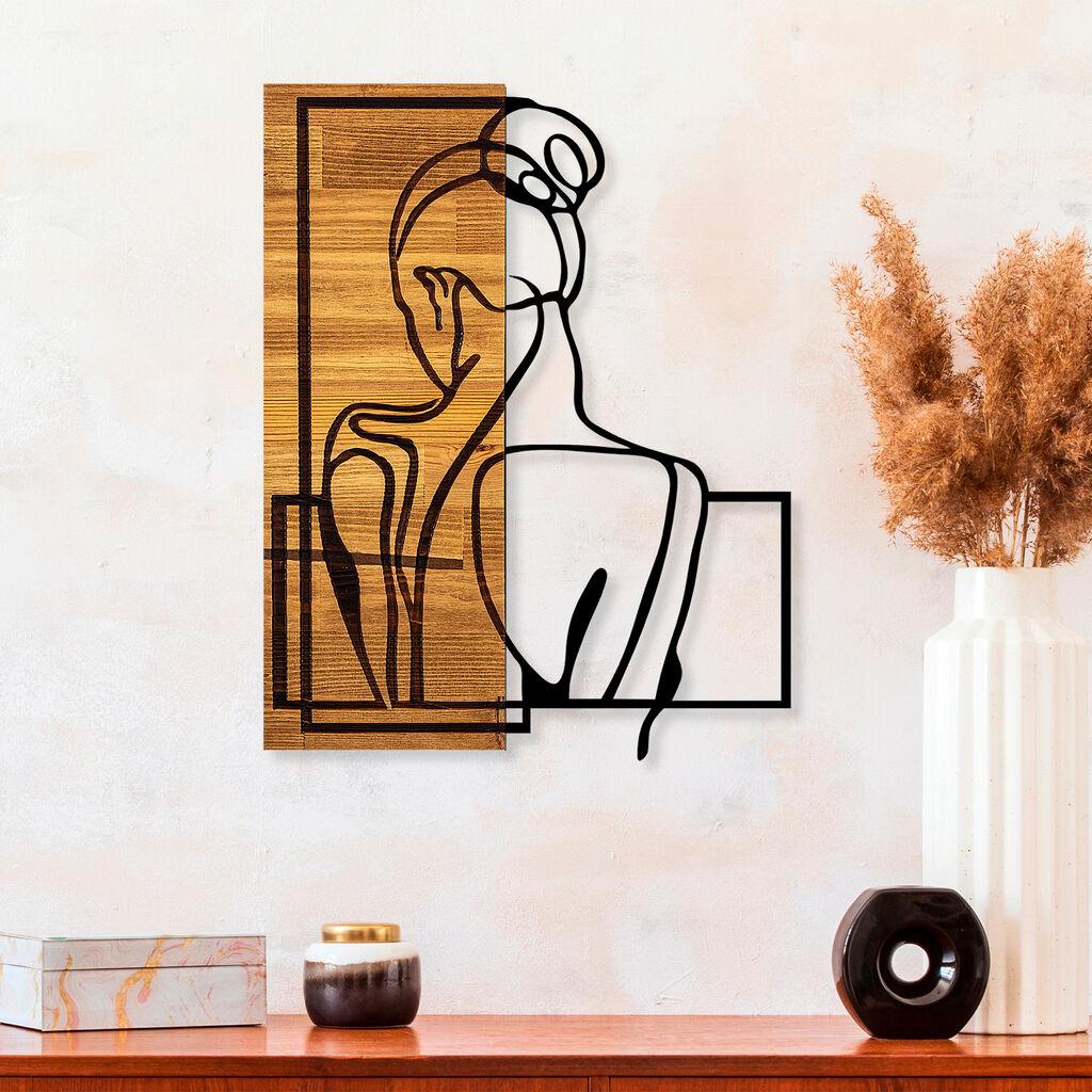Wallity Zidna dekoracija Žensko držanje, 39x3x50 cm, Smeđa boja