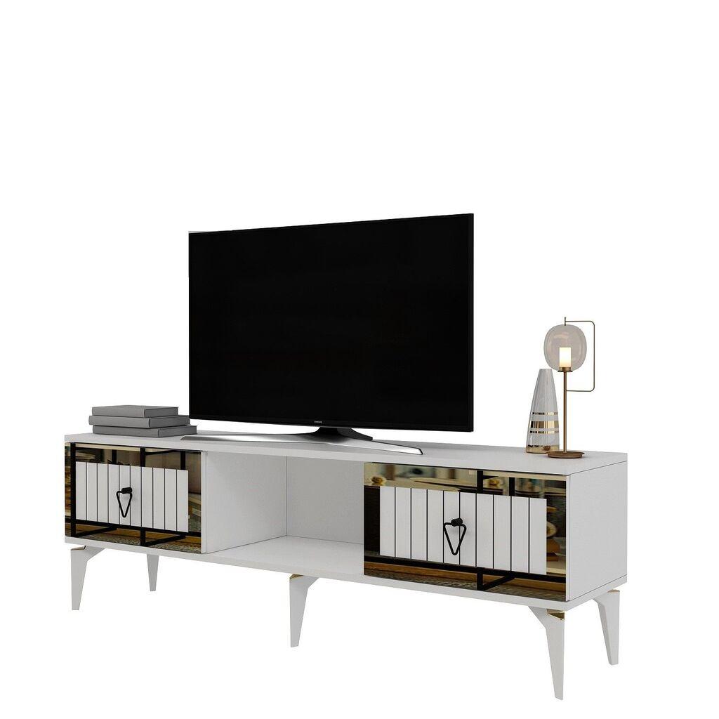 Hanah Kućni TV komoda Linda, 150x44,6x29,6 cm, Bijelo-zlatna boja
