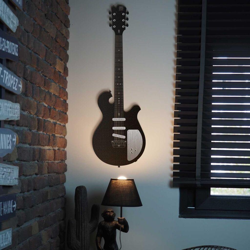 Wallity Zidna dekoracija Električna gitara-APT220LS, 33x99 cm, 1,5 mm, Crna