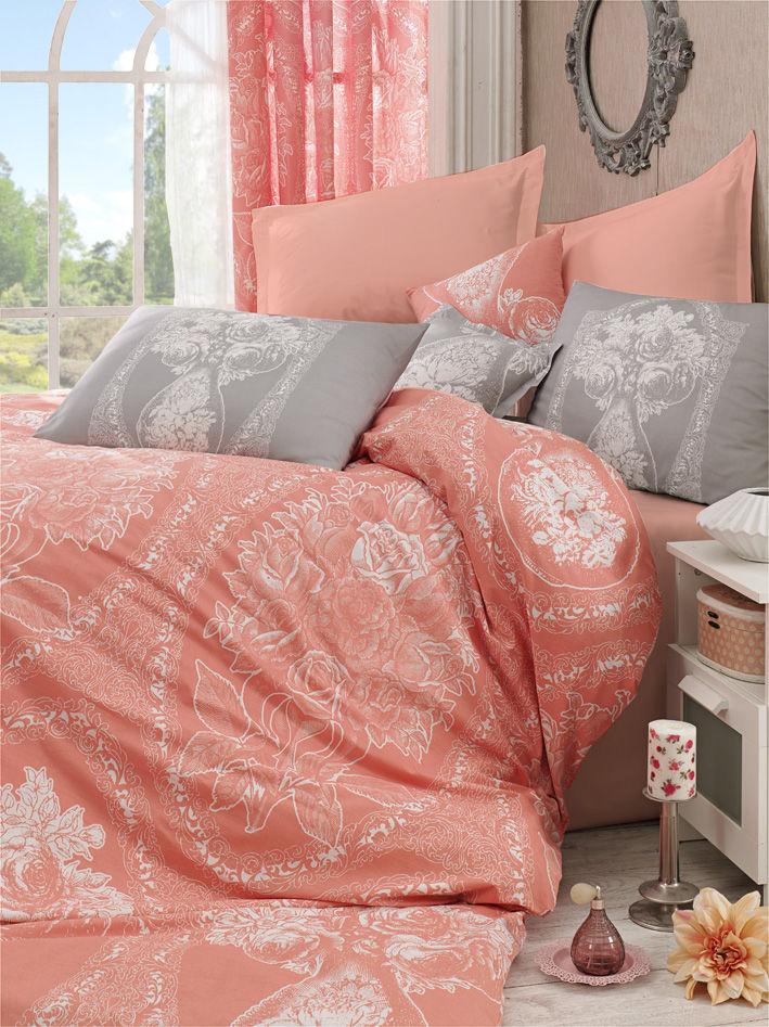 L'Essentiel Maison Ranforce set posteljine Madame Lily, 200x220cm, kajsija-siva