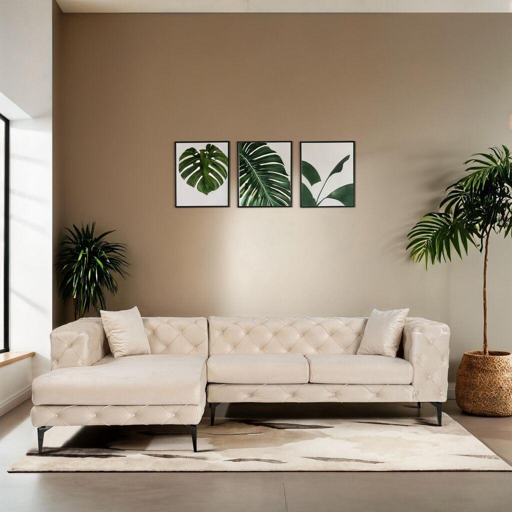 Atelier del Sofa Ugaona garnitura Como Eco, 270 cm, Bež