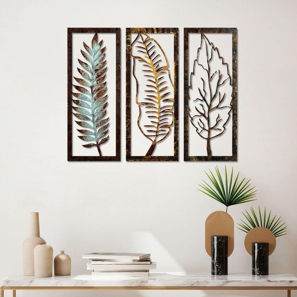 Wallity Set zidnih ukrasa Leaf 35, 55x22x1,5 cm, 1,5 mm, 3 komada, Šareni
