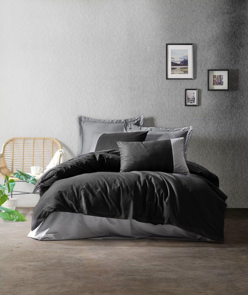 L'essentiel Maison set posteljine Plain, 200x220 cm, crno-siva
