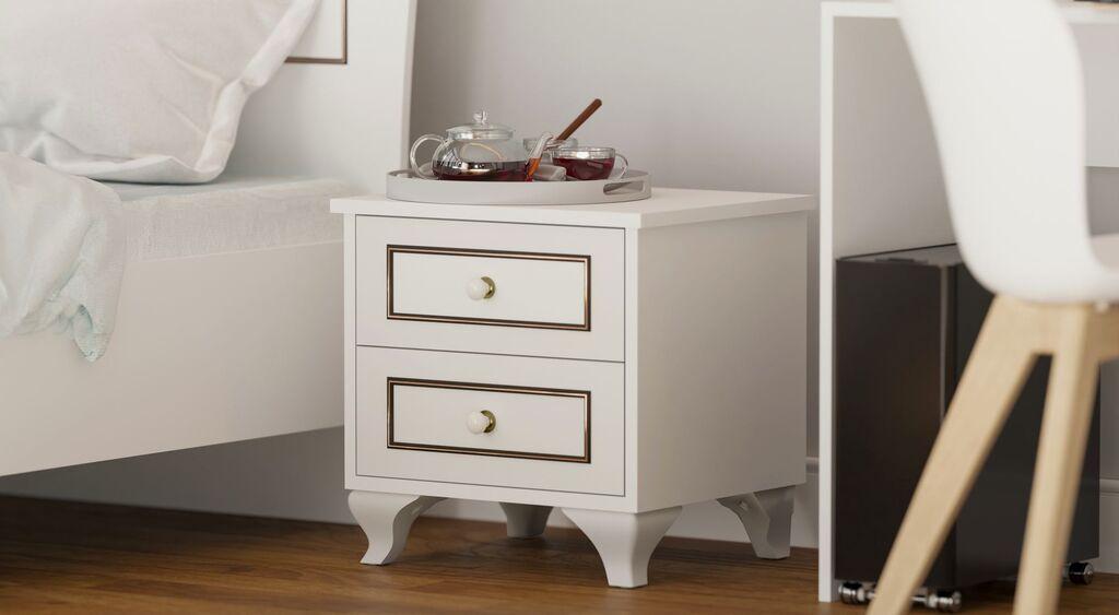 Hanah Home Noćni ormarić Rb-103, 45x45x40 cm, Bijela