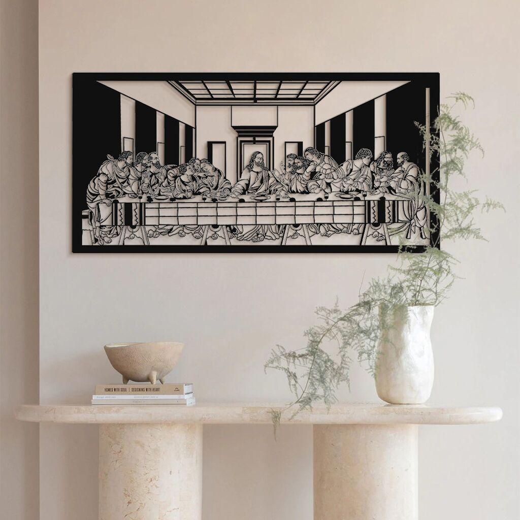 Wallity Zidna dekoracija Posljednja večera - APT380, 46x95cm, Crna