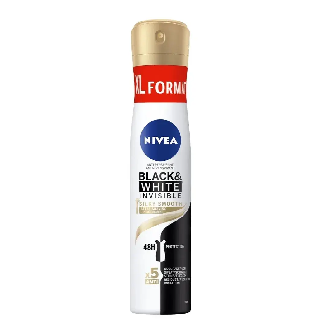 Nivea ženski dezodorans Black&White Invisible Silky Smooth, 200ml