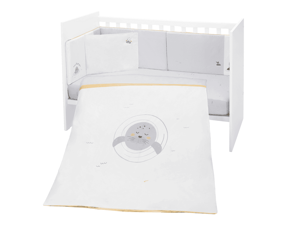 Kikka Boo Posteljina set Seally Me, 60x120, 6 komada, Bijelo-siva